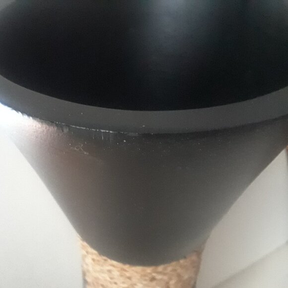 Tall HAND CARVED Dark Wood Vase/Decor - Picture 8 of 12